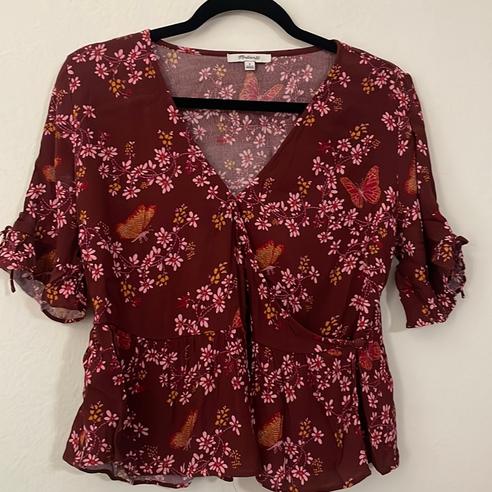 Madewell tie sleeve wrap top